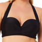 California Waves Women's Molded Cup Bikini Top Swimsuit Black Size 1X