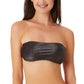 California Waves Junior's Metallic Shine Bandeau Bikini Top Swimsuit Black