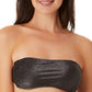 California Waves Junior's Metallic Shine Bandeau Bikini Top Swimsuit Black