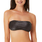 California Waves Women's Juniors' Metallic Shine Bandeau Bikini Top  Swimsuit Black Size Small