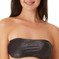 California Waves Women's Juniors' Metallic Shine Bandeau Bikini Top  Swimsuit Black Size Small