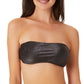 California Waves Junior's Metallic Shine Bandeau Bikini Top Swimsuit Black