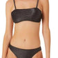 California Waves Junior's Metallic Shine Bandeau Bikini Top Swimsuit Black