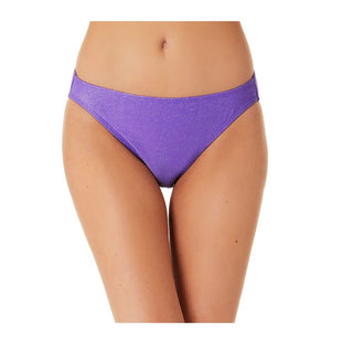 California Waves Junior's Metallic Shine Hipster Bikini Bottoms Swimsuit Purple Size Medium