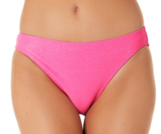 California Waves Junior's Metallic Shine Hipster Bikini Bottoms Swimsuit Pink
