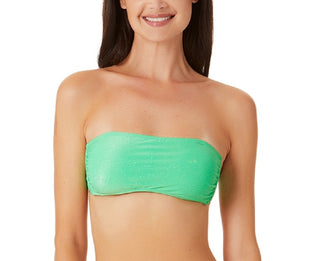 California Waves Junior's Metallic Shine Bandeau Bikini Top Swimsuit Green