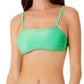 California Waves Junior's Metallic Shine Bandeau Bikini Top Green Size M