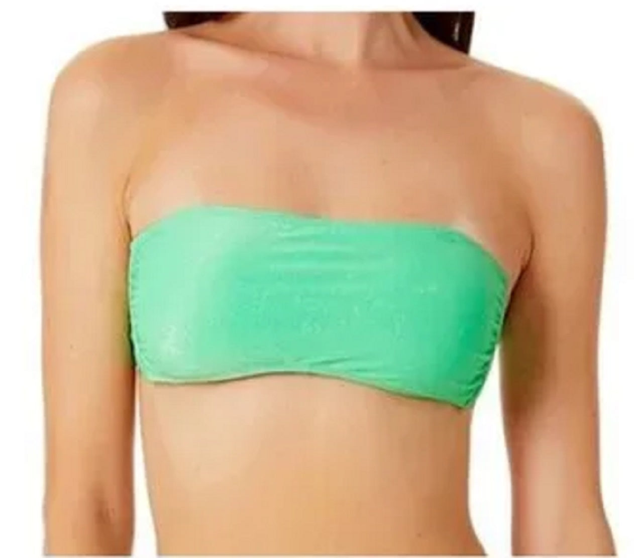 California Waves Junior's Metallic Shine Bandeau Bikini Top Green Size M