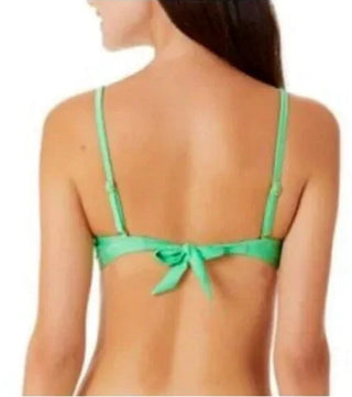 California Waves Junior's Metallic Shine Bandeau Bikini Top Green Size M