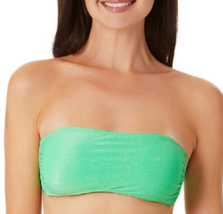 California Waves Junior's Metallic Shine Bandeau Bikini Top Swimsuit Green