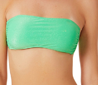 California Waves Junior's Metallic Shine Bandeau Bikini Top Swimsuit Green