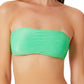 California Waves Junior's Metallic Shine Bandeau Bikini Top Swimsuit Green