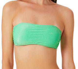 California Waves Junior's Metallic Shine Bandeau Bikini Top Swimsuit Green