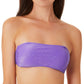 California Waves Junior's Metallic Shine Bandeau Bikini Top Swimsuit Purple