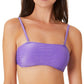 California Waves Junior's Metallic Shine Bandeau Bikini Top Swimsuit Purple
