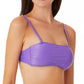 California Waves Junior's Metallic Shine Bandeau Bikini Top Swimsuit Purple
