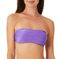 California Waves Junior's Metallic Shine Bandeau Bikini Top Swimsuit Purple