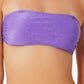 California Waves Junior's Metallic Shine Bandeau Bikini Top Swimsuit Purple