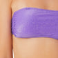 California Waves Junior's Metallic Shine Bandeau Bikini Top Swimsuit Purple