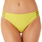California Waves Junior's Strappy Side Hipster Bikini Bottoms Swimsuit Yellow