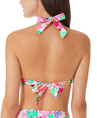 California Waves Junior's Hawaii Sunsets Strappy Underwire Bikini Top Swimsuit White Multi