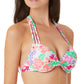 California Waves Junior's Hawaii Sunsets Strappy Underwire Bikini Top Swimsuit White Multi