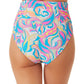 California Waves Junior's Festive Vibes Banded High Waist Bottoms Swimsuit White