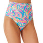 California Waves Junior's Festive Vibes Banded High Waist Bottoms Swimsuit White