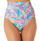 California Waves Junior's Festive Vibes Banded High Waist Bottoms Swimsuit White