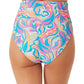 California Waves Junior's Festive Vibes Banded High Waist Bottoms Swimsuit White