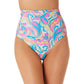 California Waves Junior's Festive Vibes Banded High Waist Bottoms Swimsuit White