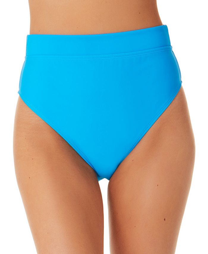 California Waves Junior's Banded High Waist Bikini Bottoms Swimsuit Blue