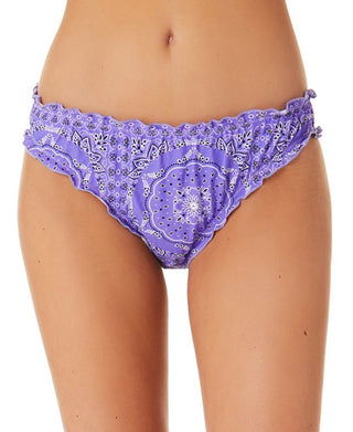 California Waves Junior's Flowery Flow Hipster Bikini Bottoms Swimsuit Purple