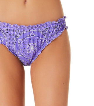 California Waves Junior's Flowery Flow Hipster Bikini Bottoms Swimsuit Purple