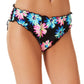 California Waves Junior's Gerber Daisy Lettuce Edge Hipster Bikini Bottoms Swimsuit White