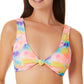 California Waves Junior's Tie Dyed Knotted Bralette Bikini Top Swimsuit Multicolor