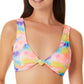 California Waves Junior's Tie Dyed Knotted Bralette Bikini Top Swimsuit Multicolor