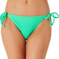 California Waves Junior's Ribbed Terry Side Tie Bikini Bottoms Swimsuit Green