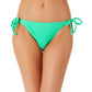 California Waves Junior's Ribbed Terry Side Tie Bikini Bottoms Swimsuit Green