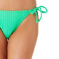 California Waves Junior's Ribbed Terry Side Tie Bikini Bottoms Swimsuit Green