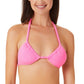 California Waves Junior's Ribbed Terry Triangle Bikini Top Swimsuit Pink Size Small