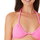 California Waves Junior's Ribbed Terry Triangle Bikini Top Swimsuit Pink Size Small
