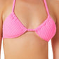 California Waves Junior's Ribbed Terry Triangle Bikini Top Swimsuit Pink Size Small