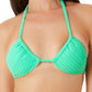 California Waves Junior's Ribbed Terry Triangle Bikini Top Swimsuit Green