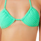 California Waves Junior's Ribbed Terry Triangle Bikini Top Swimsuit Green