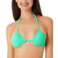 California Waves Junior's Ribbed Terry Triangle Bikini Top Swimsuit Green