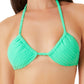 California Waves Junior's Ribbed Terry Triangle Bikini Top Swimsuit Green