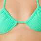 California Waves Junior's Ribbed Terry Triangle Bikini Top Swimsuit Green