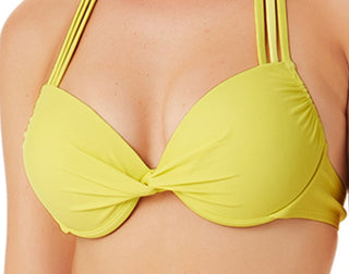 California Waves Junior's Underwire Push Up Bikini Top Swimsuit Yellow