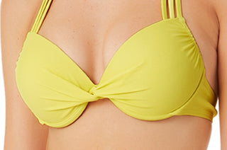 California Waves Junior's Underwire Push Up Bikini Top Swimsuit Yellow